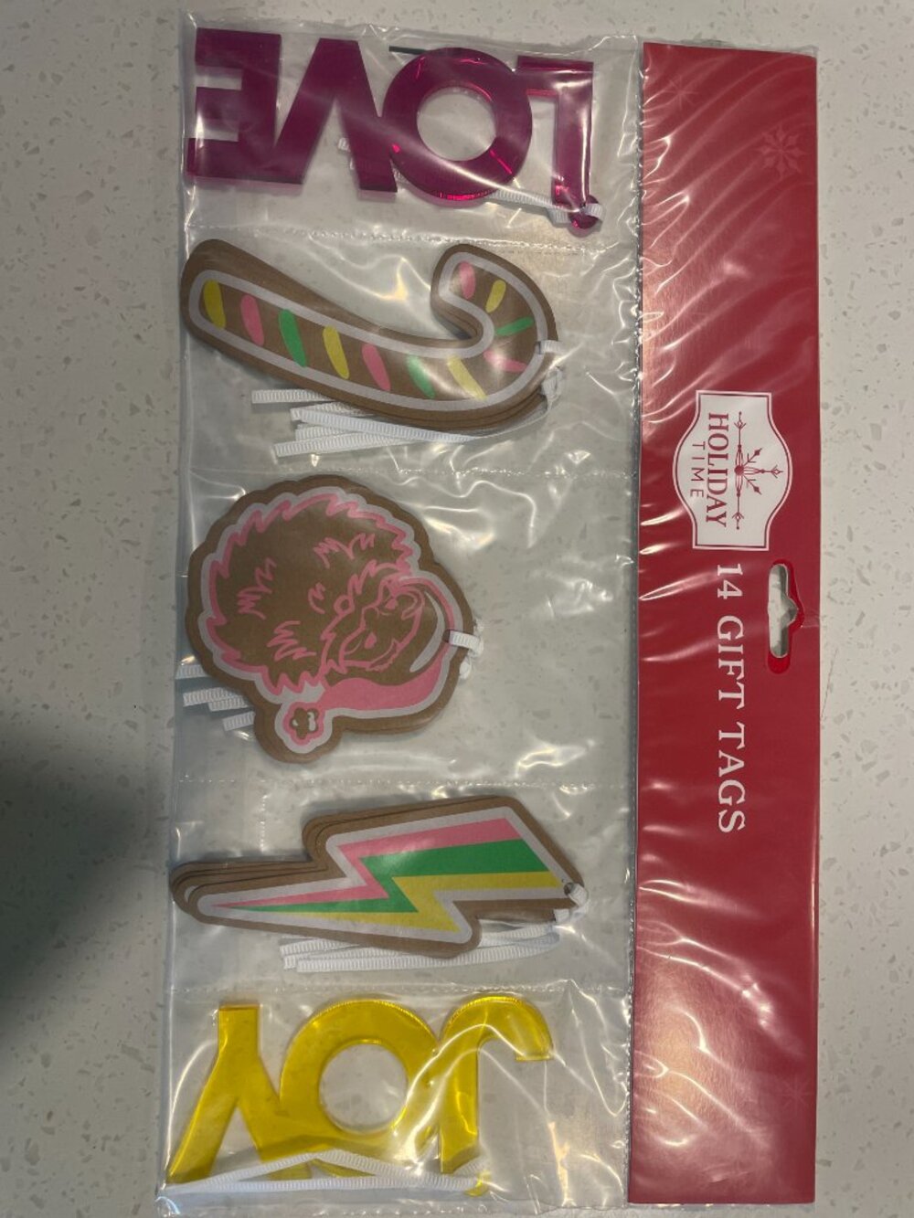 2 PKGS Holiday Time Gift 3"Tags LOVE, Candy Cane, Santa, Joy Total 28 Tags NEW